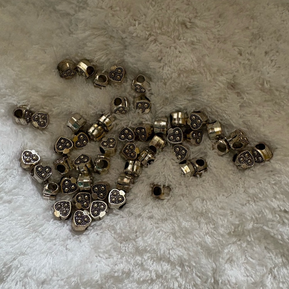 Heart Shaped Silver Beads
